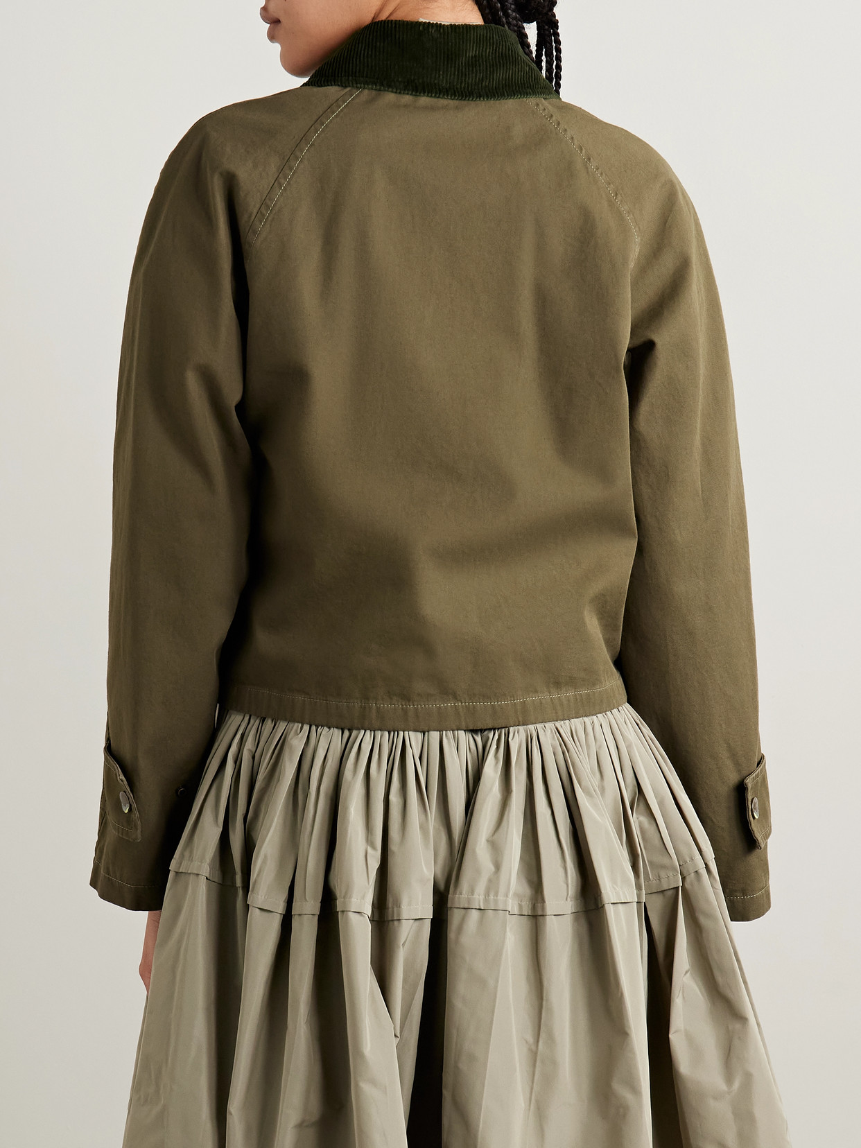 Burberry Corduroy-trimmed Cotton-twill Jacket In Green