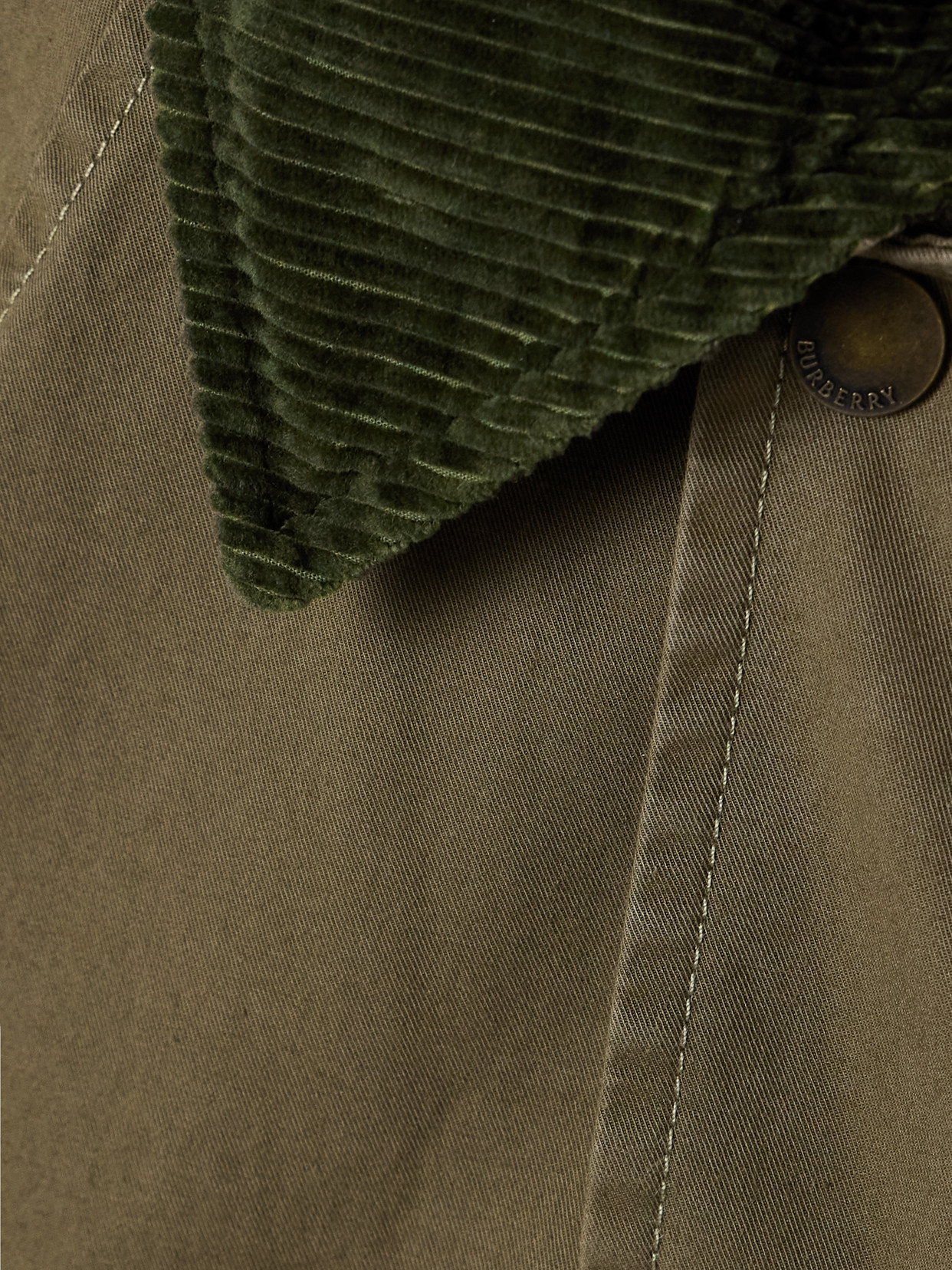 Burberry Corduroy-trimmed Cotton-twill Jacket In Green