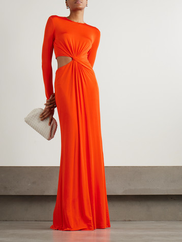 Ralph Lauren Collection Twist-front cutout stretch-jersey gown