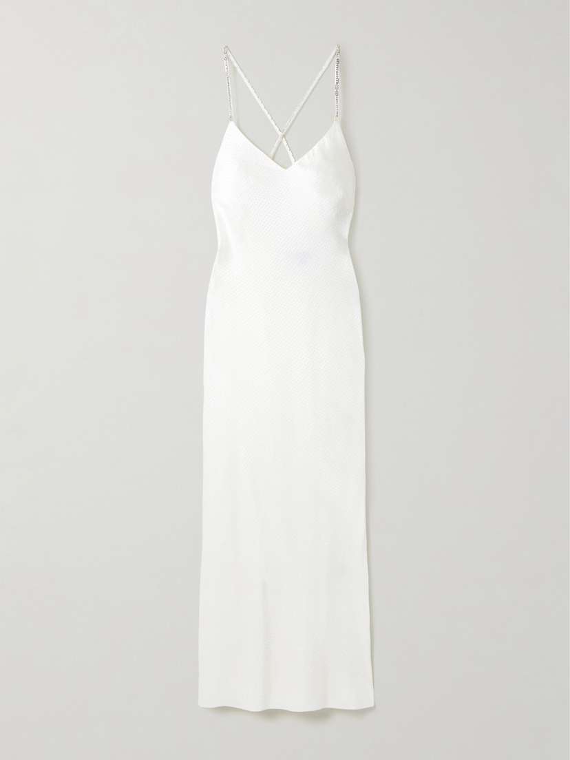Ralph Lauren Collection Shanna Crystal-embellished Satin-crepe Midi Dress