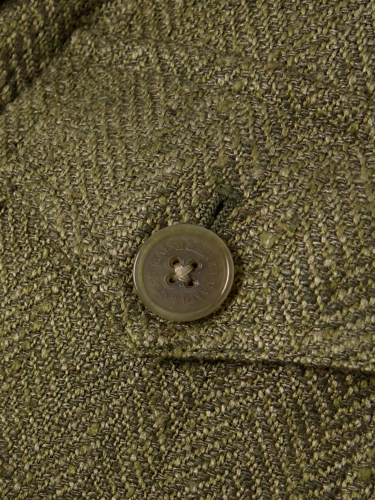 Shop Polo Ralph Lauren Schmitt Herringbone Silk And Linen-blend Tweed Blazer In Green
