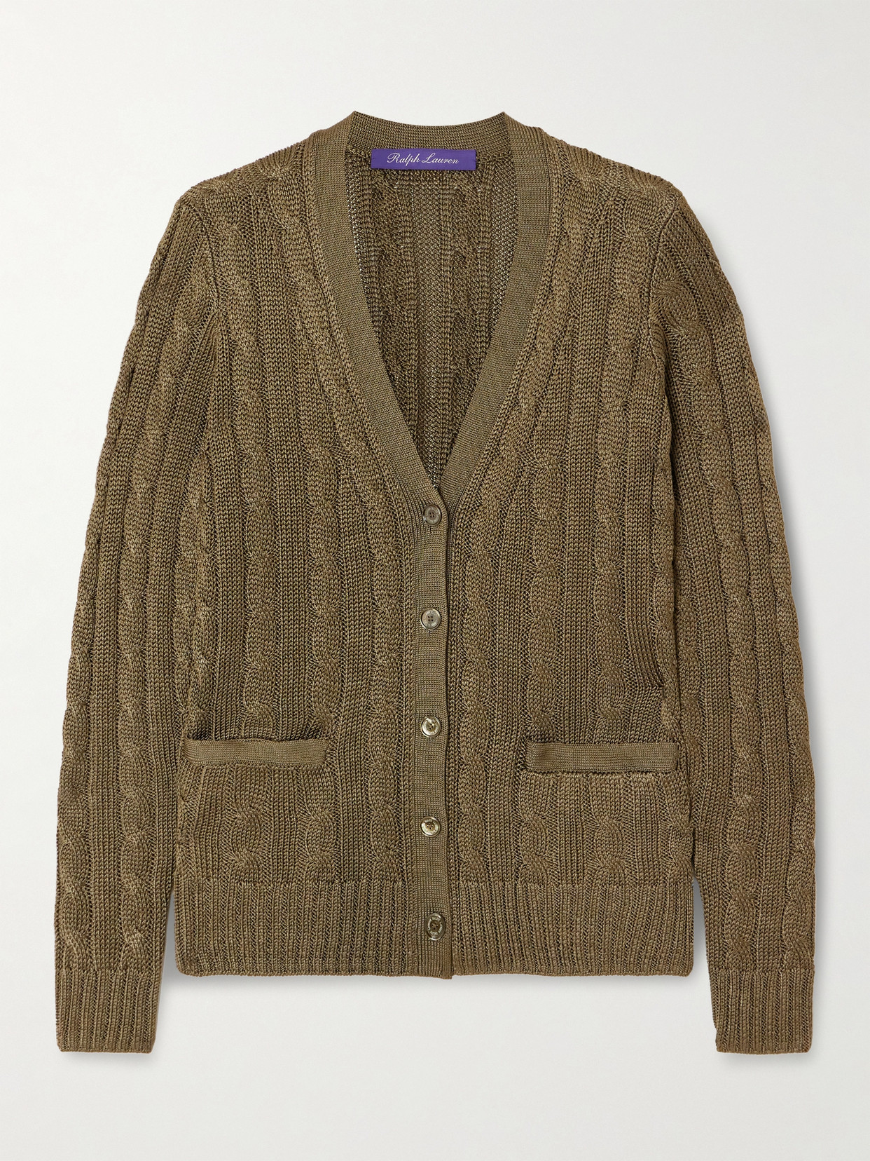 Polo Ralph Lauren Cable-knit Silk Cardigan In Green