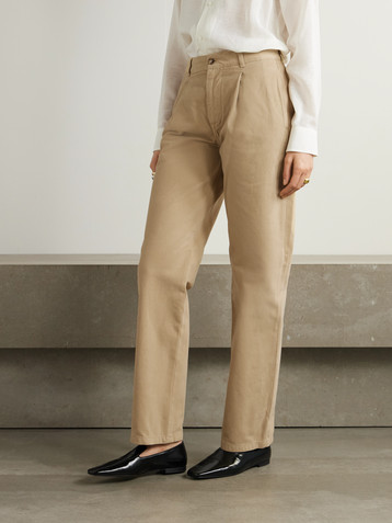 Ralph Lauren Collection Fallon pleated brushed cotton-twill straight-leg pants