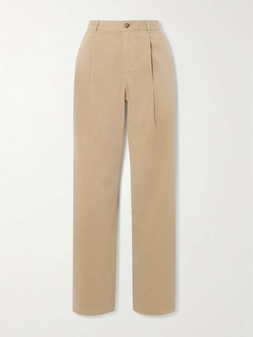 Ralph Lauren Collection Fallon Pleated Brushed Cotton-twill Straight-leg Pants