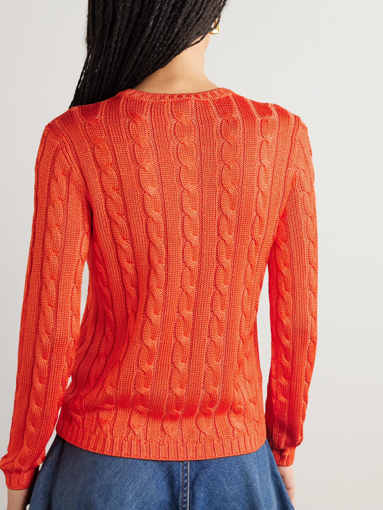 Polo Ralph Lauren Cable-knit Silk Sweater In Orange
