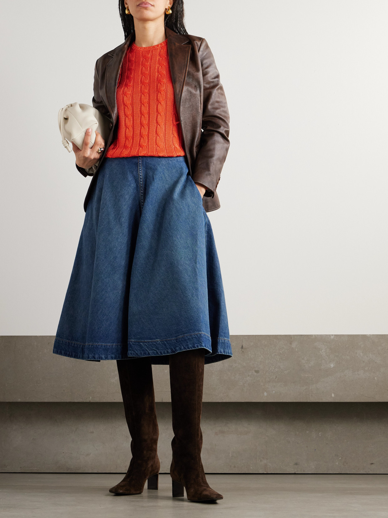 Polo Ralph Lauren Cable-knit Silk Sweater In Orange