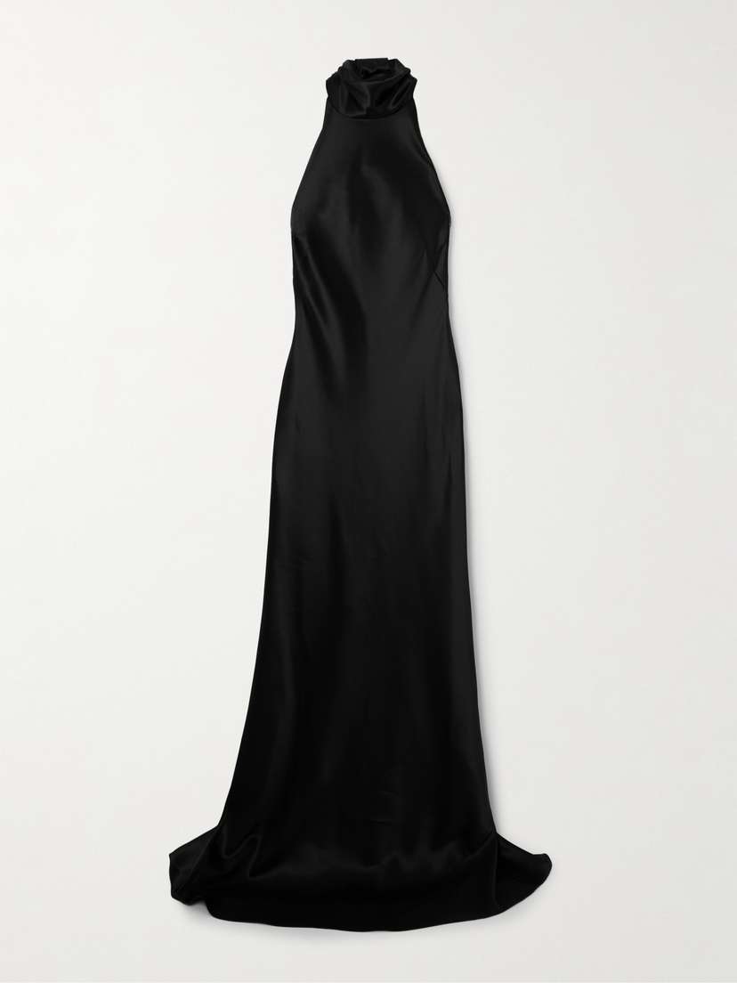 Ralph Lauren Collection Chilton Open-back Satin Halterneck Gown