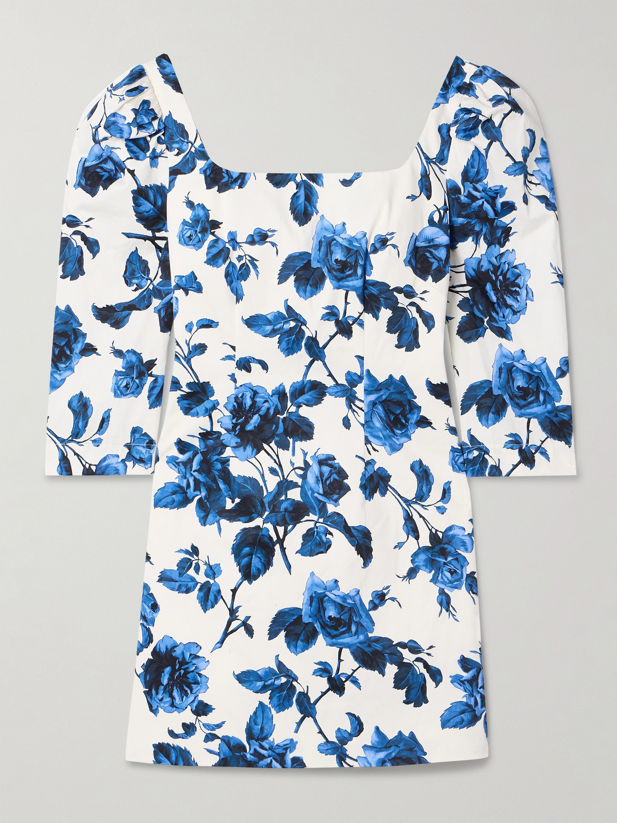 Cara Cara Belinda Floral-print Cotton-blend Mini Dress In Blue