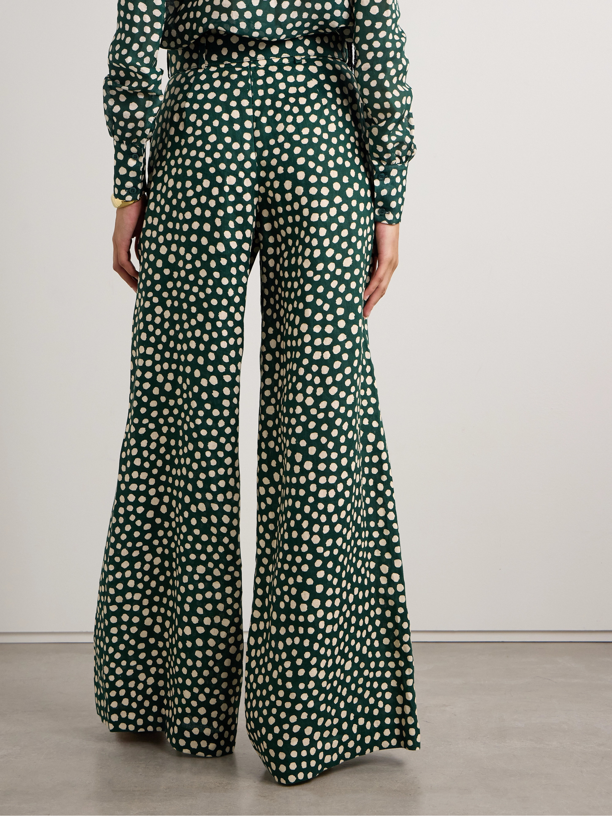 Cara Cara Mayflower belted polka-dot linen wide-leg pants thumbnail