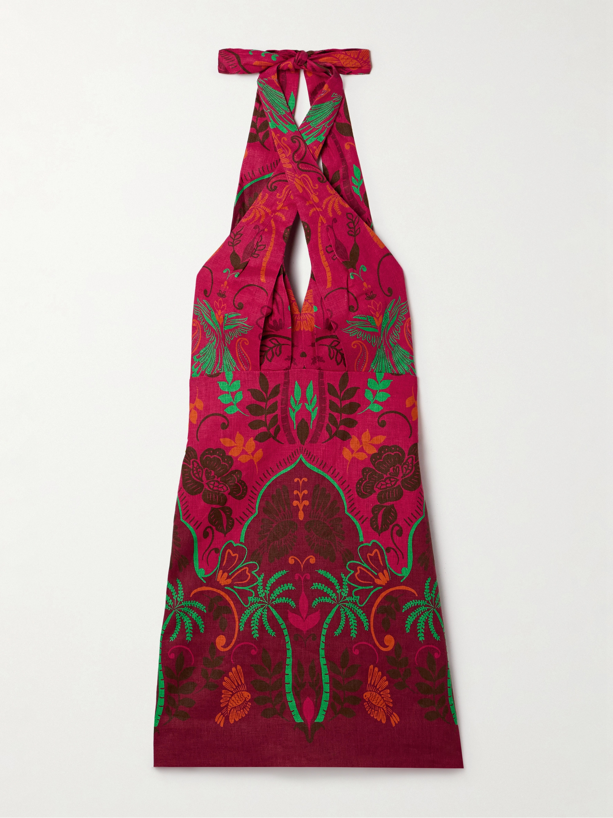 Cara Cara Perla printed linen halterneck mini dress