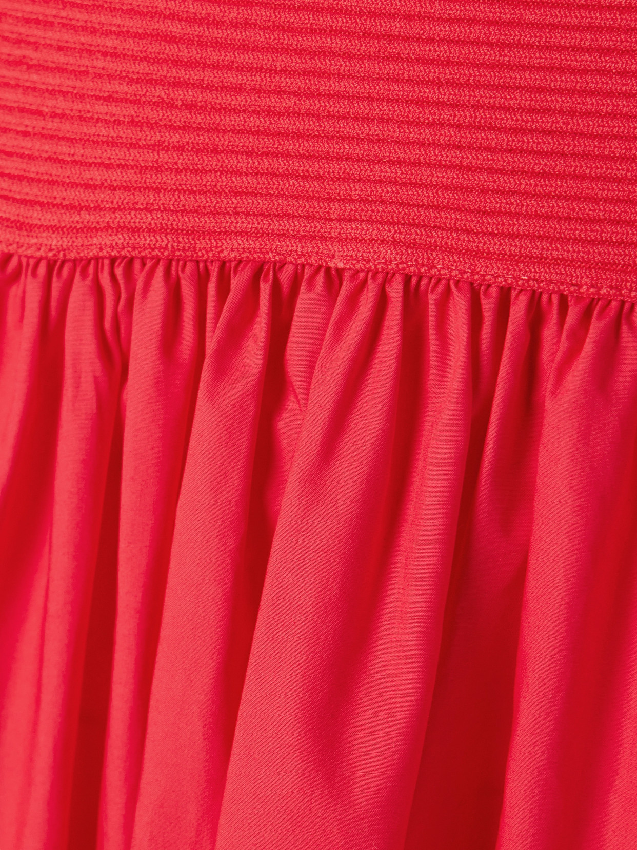 CARA CARA GLASBURY STRAPLESS RIBBED-KNIT AND GATHERED COTTON-POPLIN MIDI DRESS