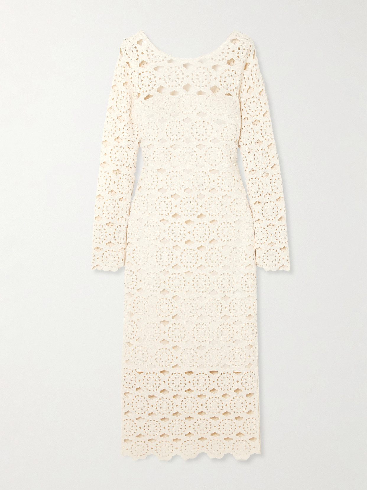 Cara Cara Marsielle Crocheted Cotton Midi Dress In Cream