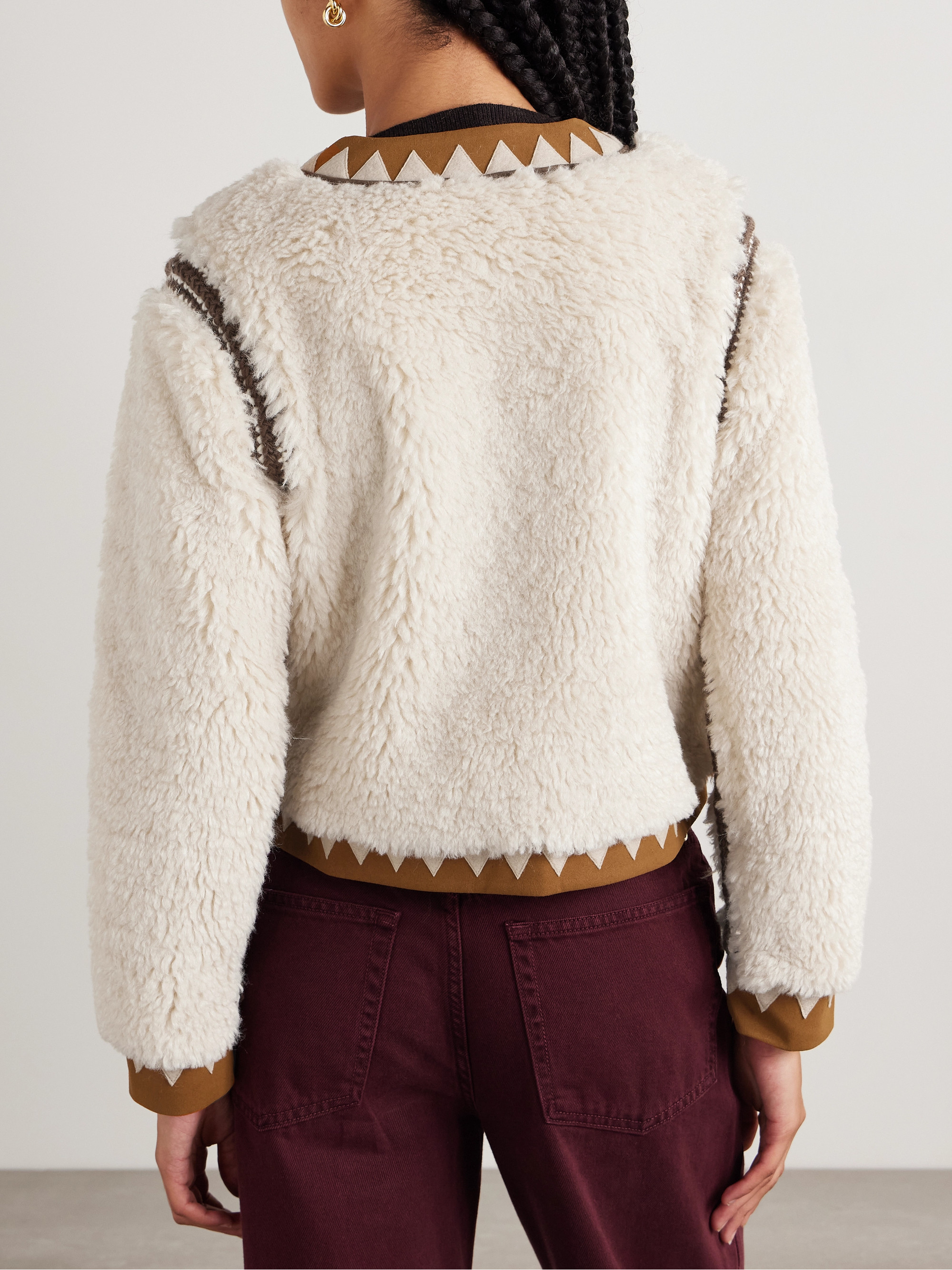 Sea Ginevra leather and suede-trimmed faux shearling jacket thumbnail