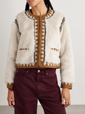 Sea Ginevra leather and suede-trimmed faux shearling jacket