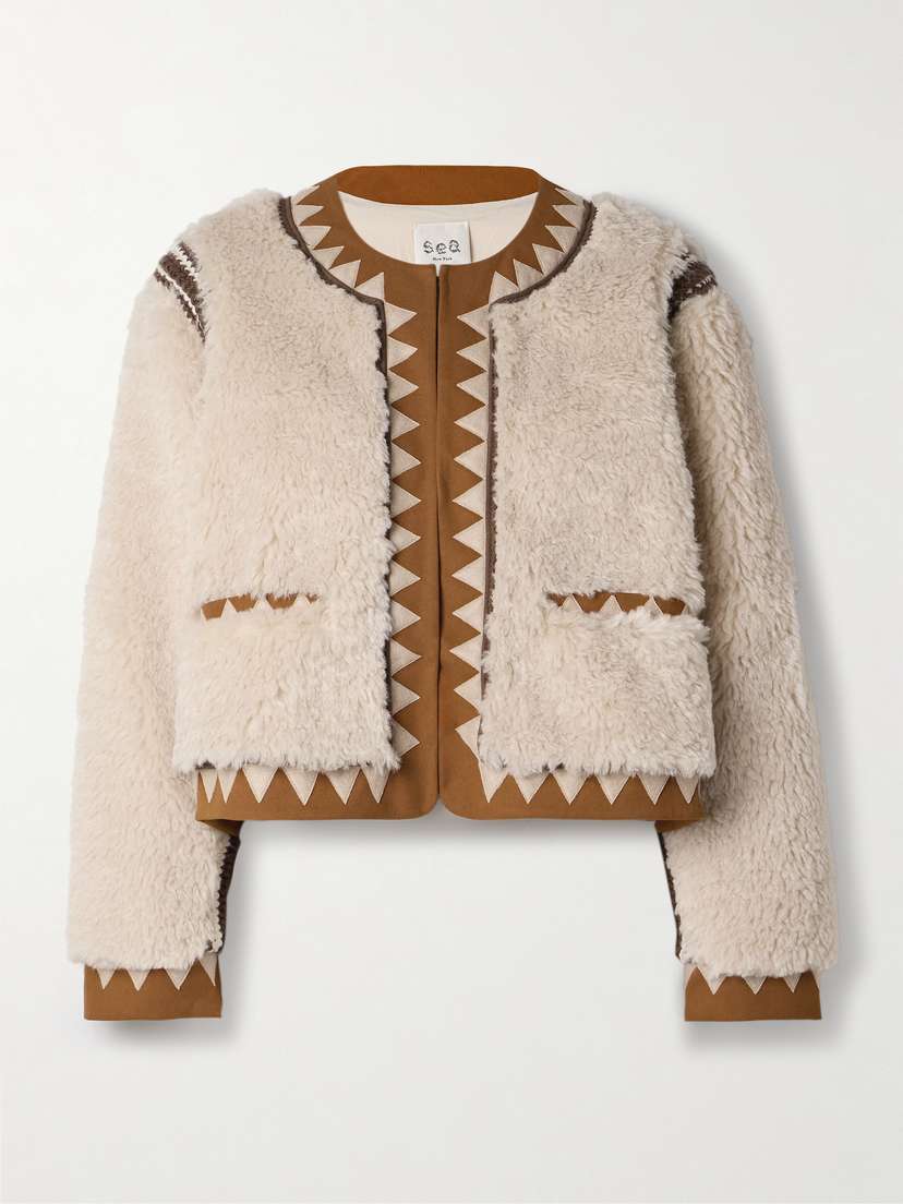 Sea Ginevra Leather And Suede-trimmed Faux Shearling Jacket