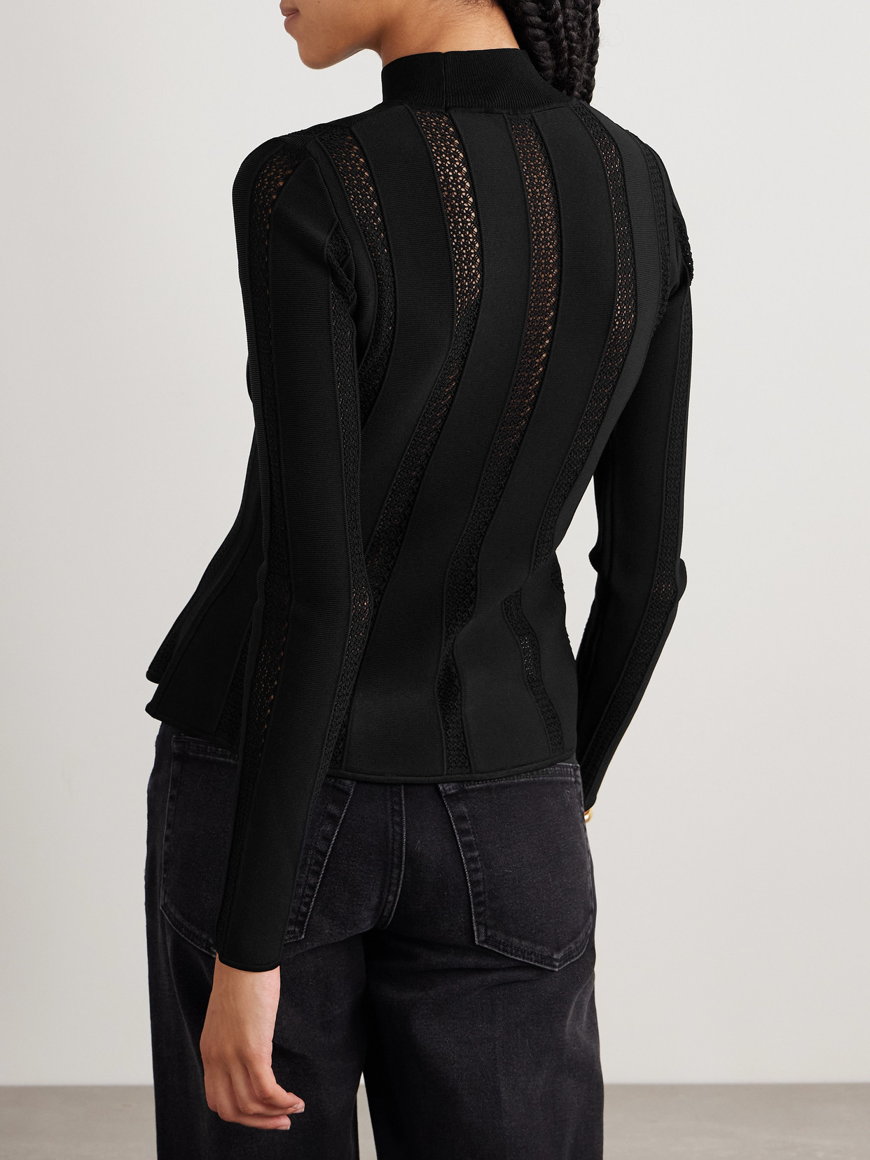 Sea Devon Paneled Stretch-knit Top In Black