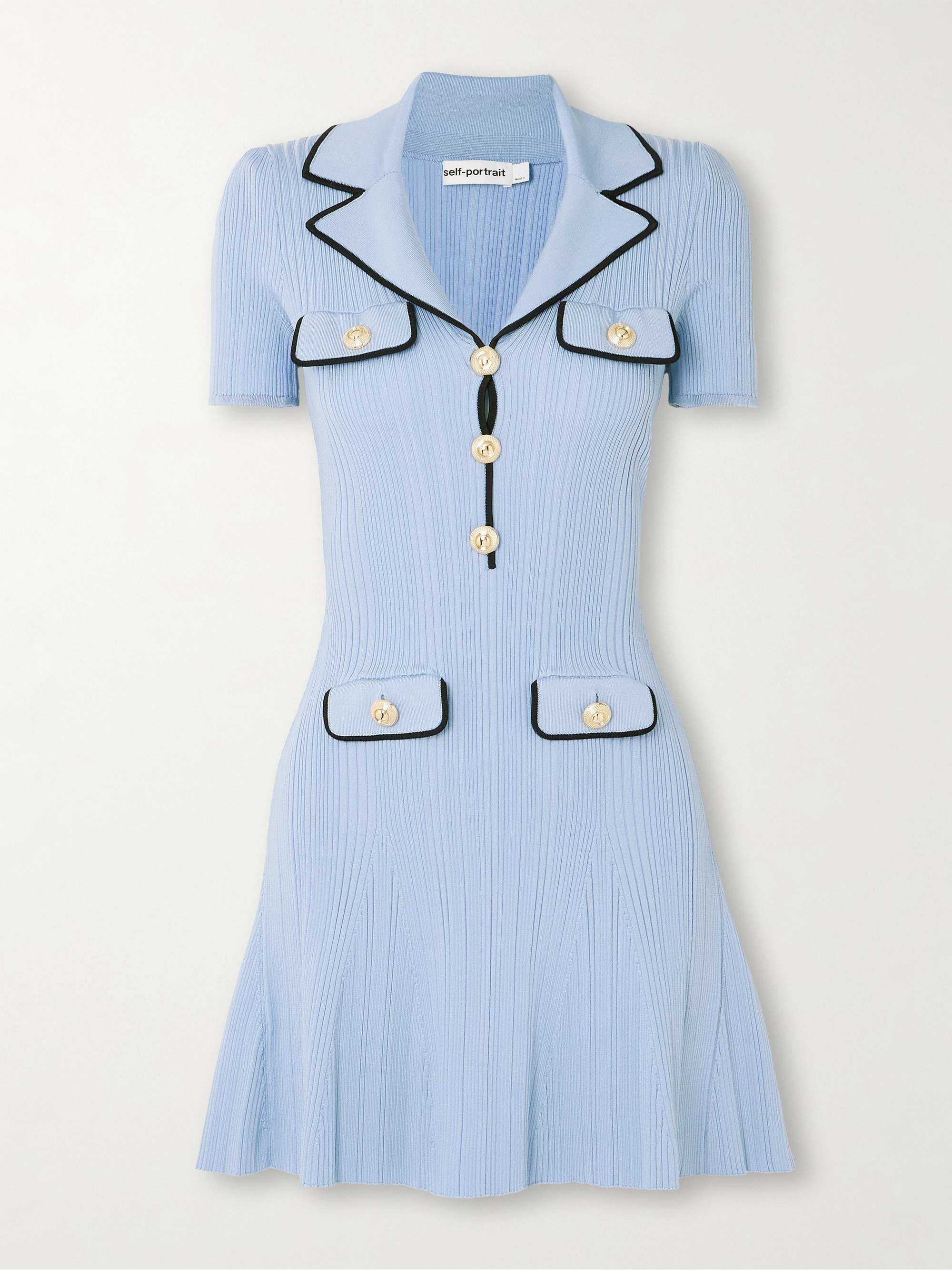 SELF-PORTRAIT Ribbed-knit mini dress | NET-A-PORTER