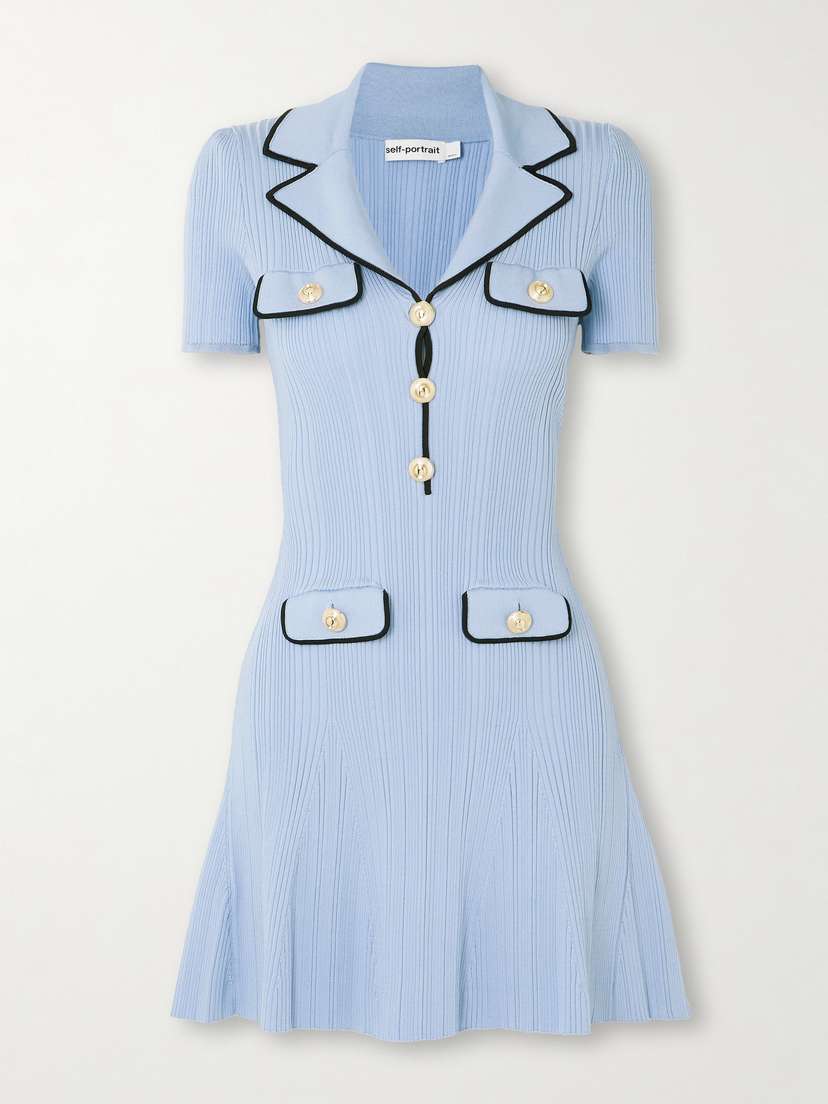 Self-Portrait Ribbed-knit Mini Dress