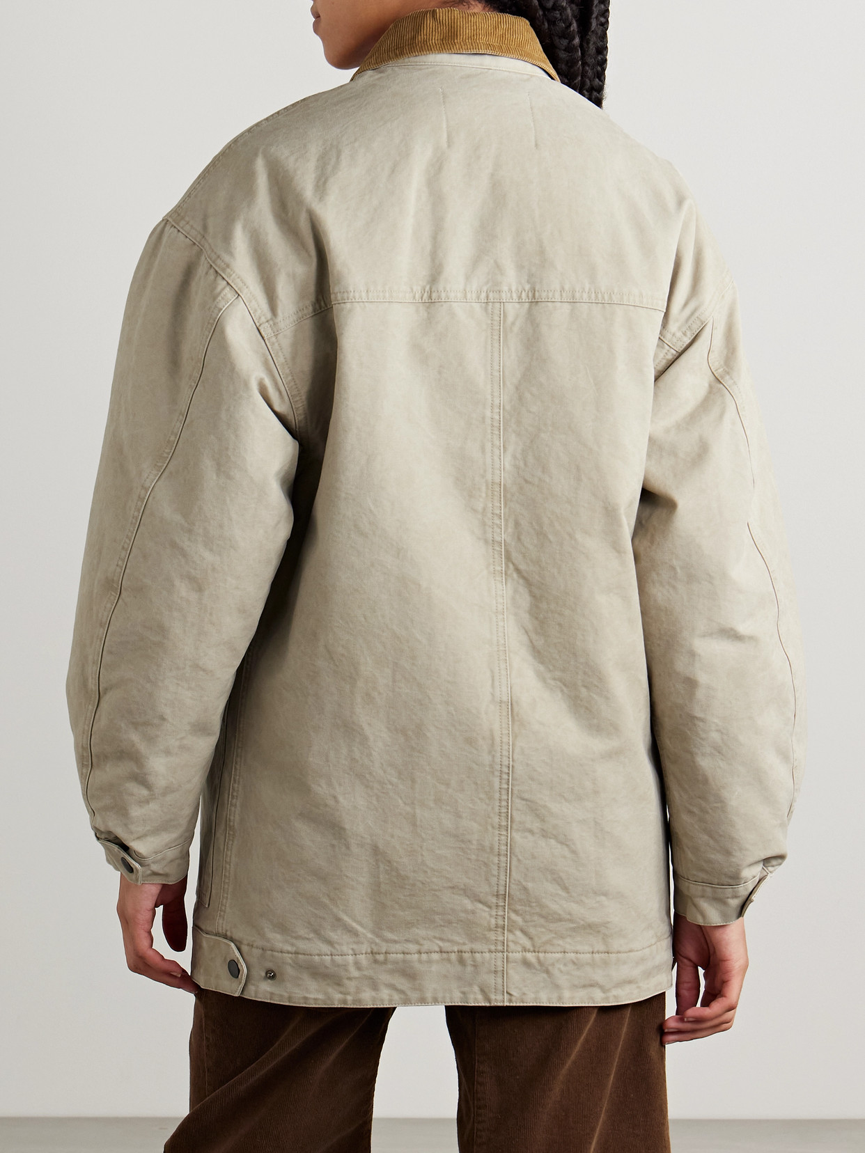 Isabel Marant Étoile Kimelia Corduroy-trimmed Cotton-canvas Jacket In Ecru