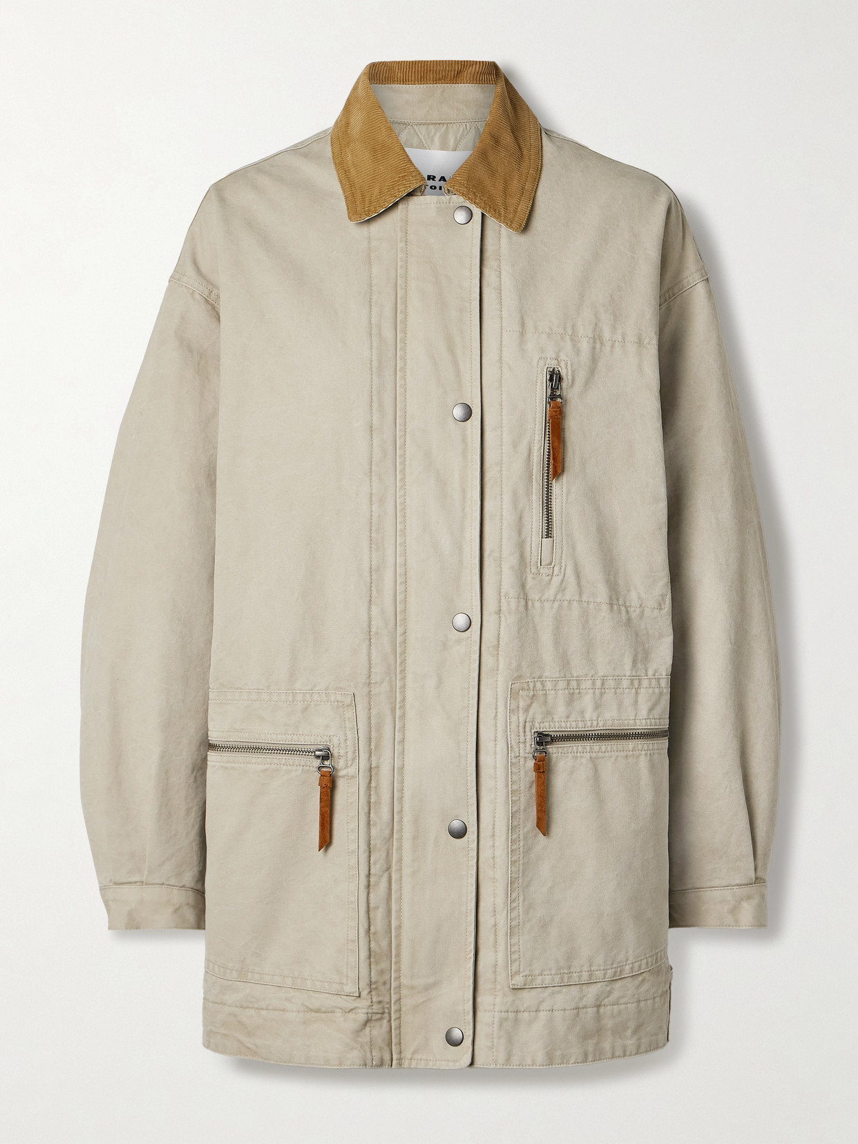 Isabel Marant Étoile Kimelia Corduroy-trimmed Cotton-canvas Jacket In Ecru