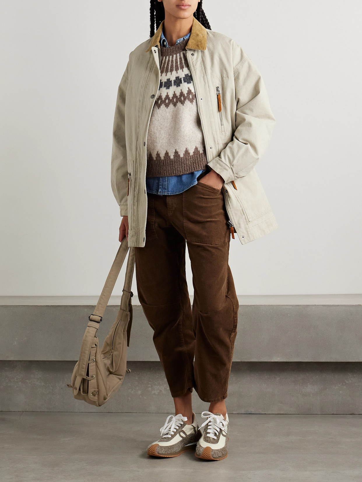 Isabel Marant Étoile Kimelia Corduroy-trimmed Cotton-canvas Jacket In Ecru