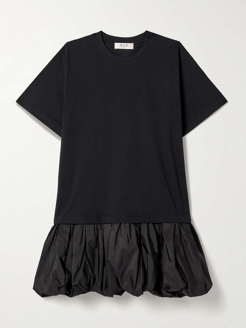 Sea Belen Gathered Cotton-jersey And Taffeta Mini Dress - x large