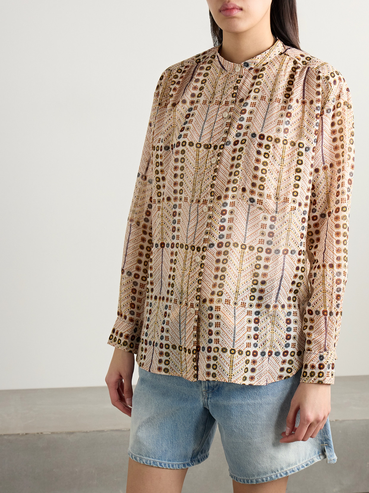 Isabel Marant Étoile Mexika Printed Cotton-voile Shirt In Ecru