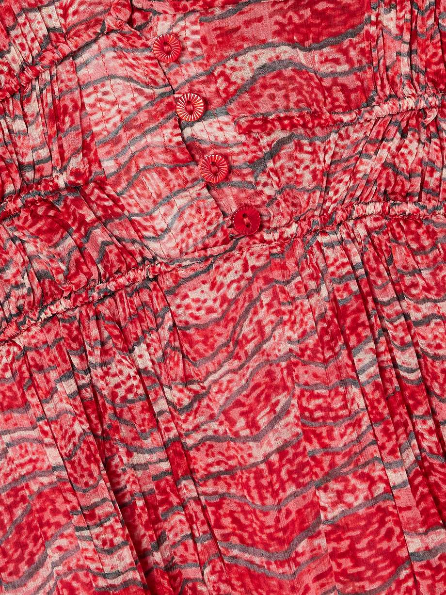anawa tie-detailed gathered printed crepon mini dress