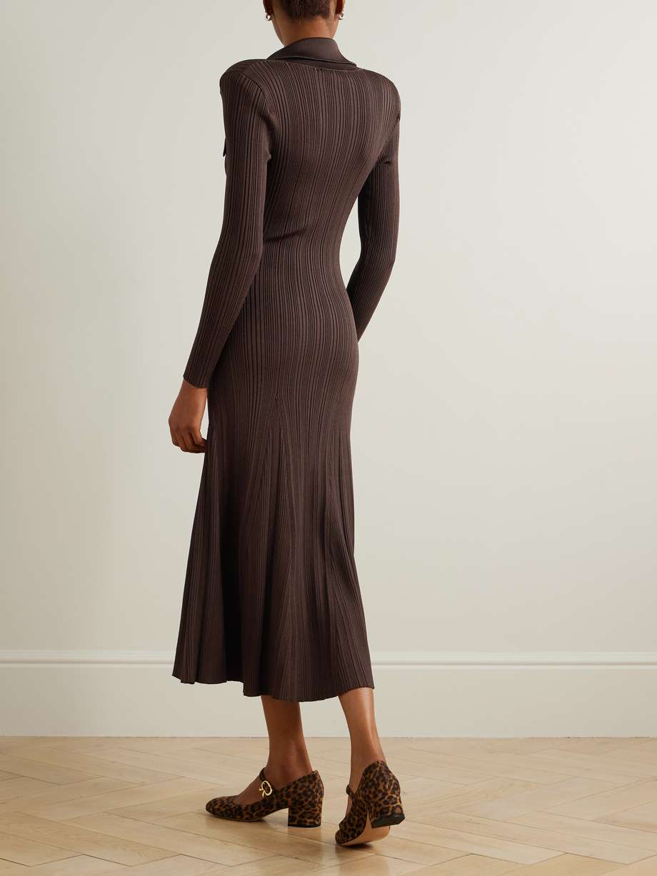 ribbed-knit midi dress