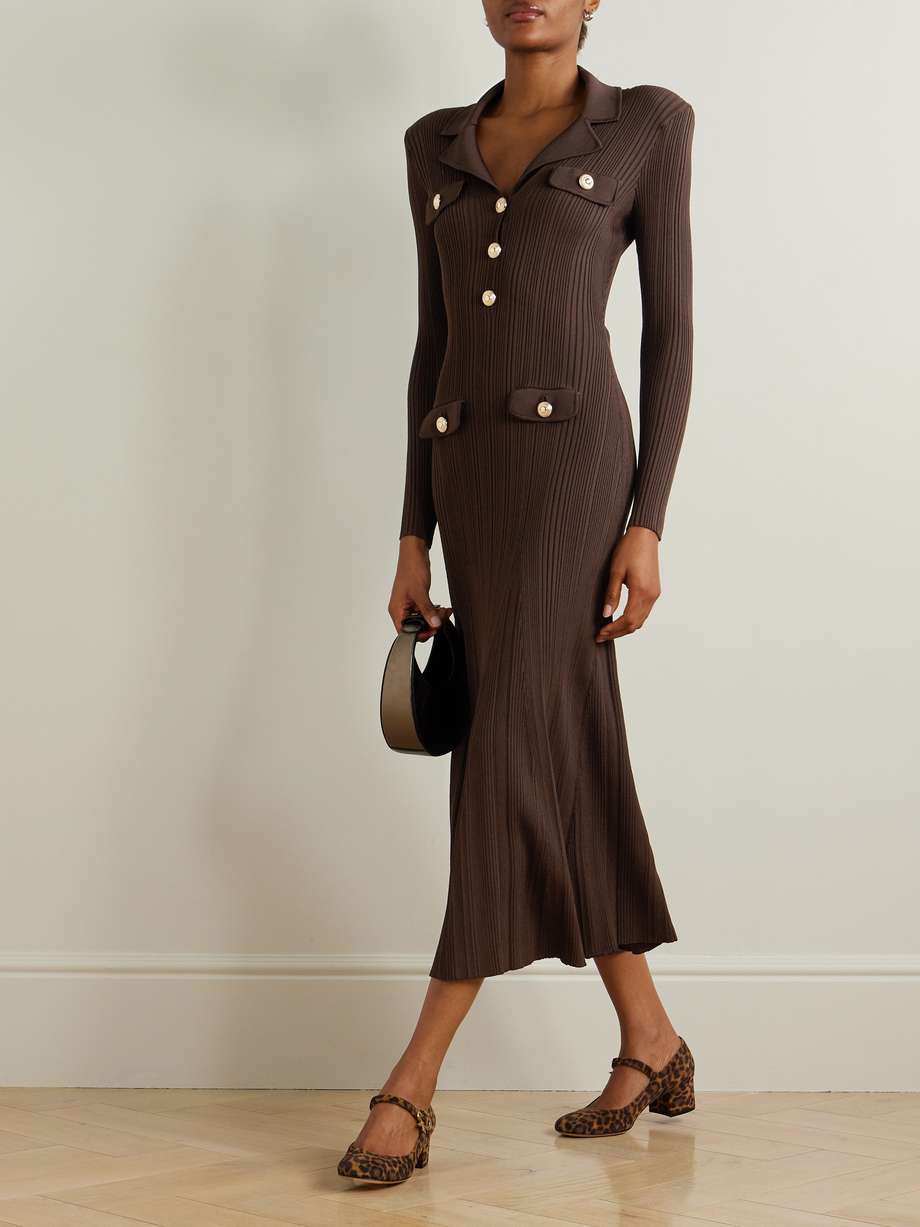 ribbed-knit midi dress