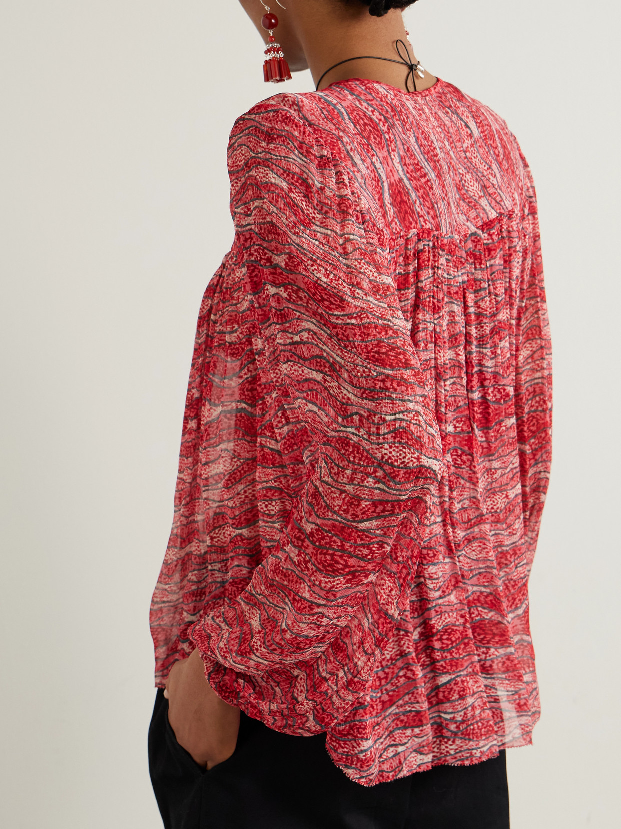 ISABEL MARANT ÉTOILE ADVIKA TIE-DETAILED PRINTED CREPON BLOUSE