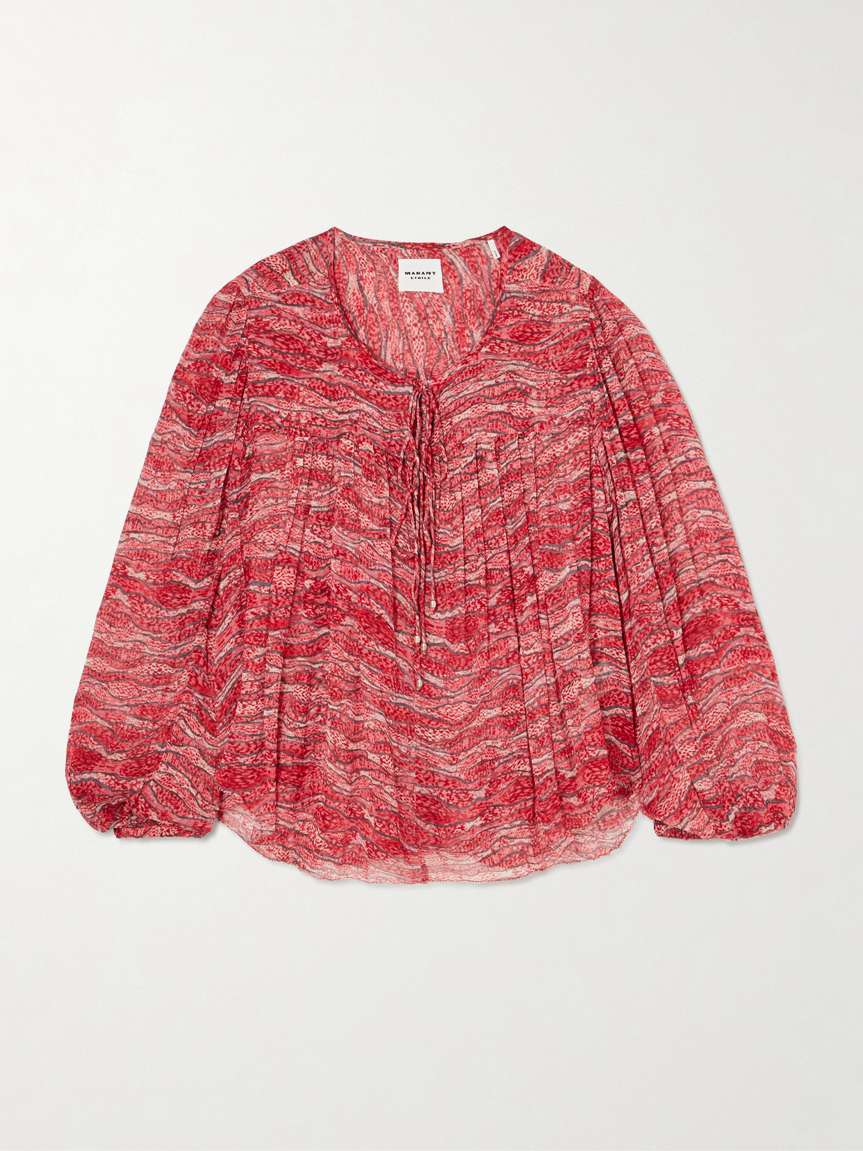 Isabel Marant Étoile Advika Tie-detailed Printed Crepon Blouse In Red