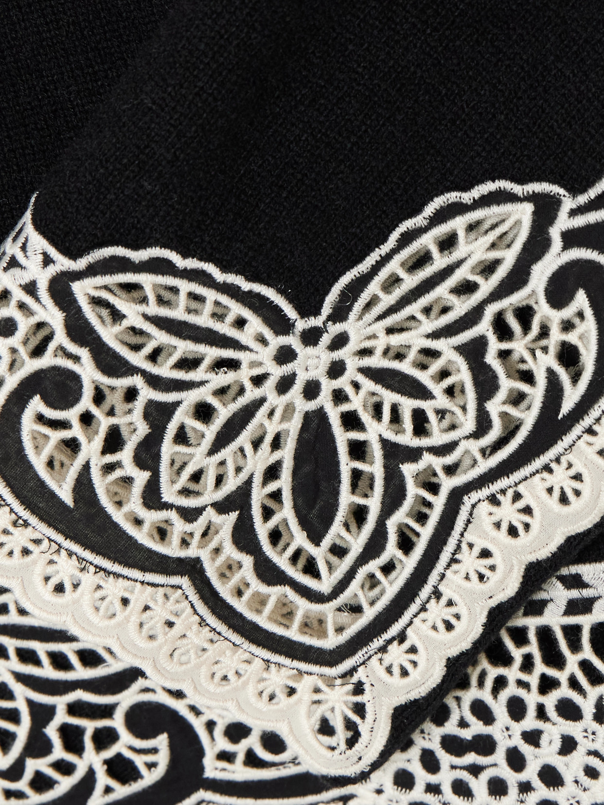 Sea Gianna Broderie Anglaise-paneled Wool Sweater In Black