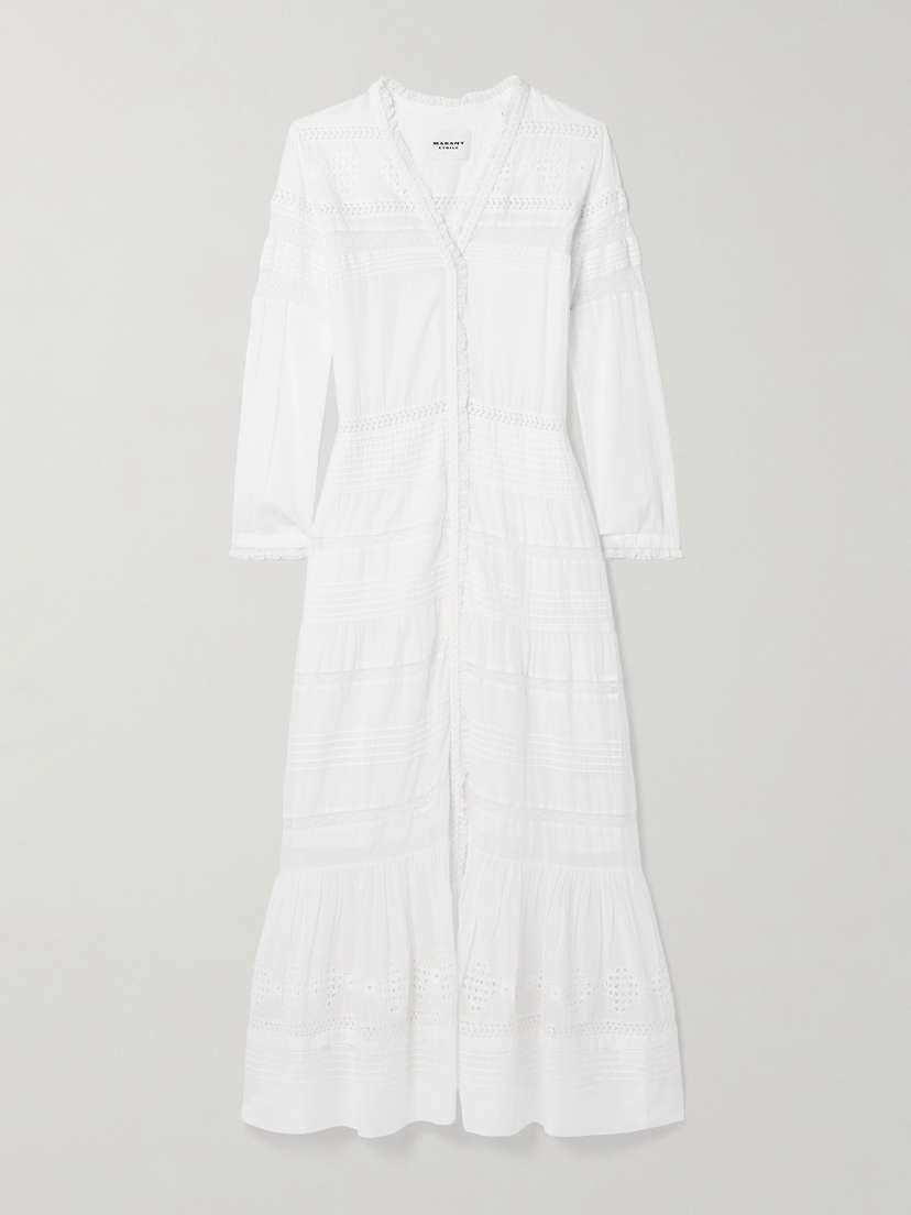 Marant Étoile Daniva Lace-trimmed Broderie Anglaise Organic Cotton-voile Maxi Dress