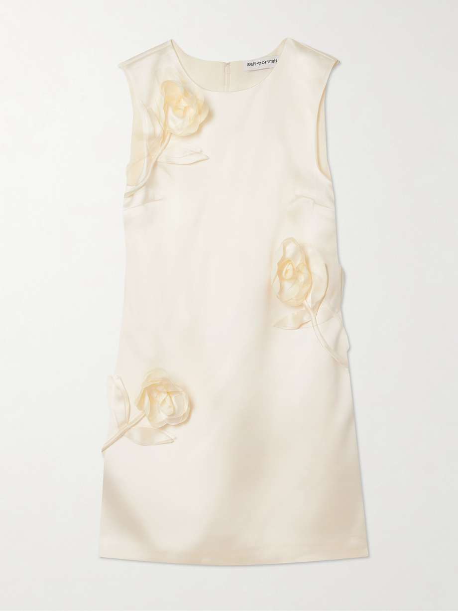 appliquéd satin mini dress