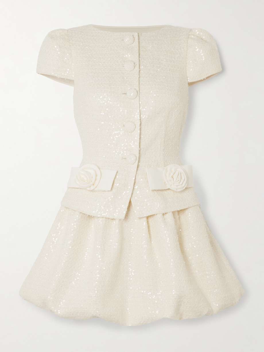 embellished sequined bouclé mini dress
