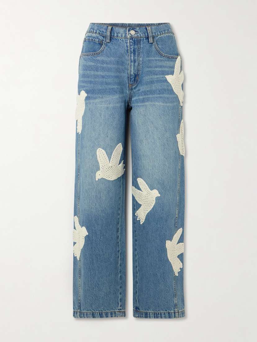 Sea Payton Crochet-trimmed High-rise Wide-leg Jeans - US0