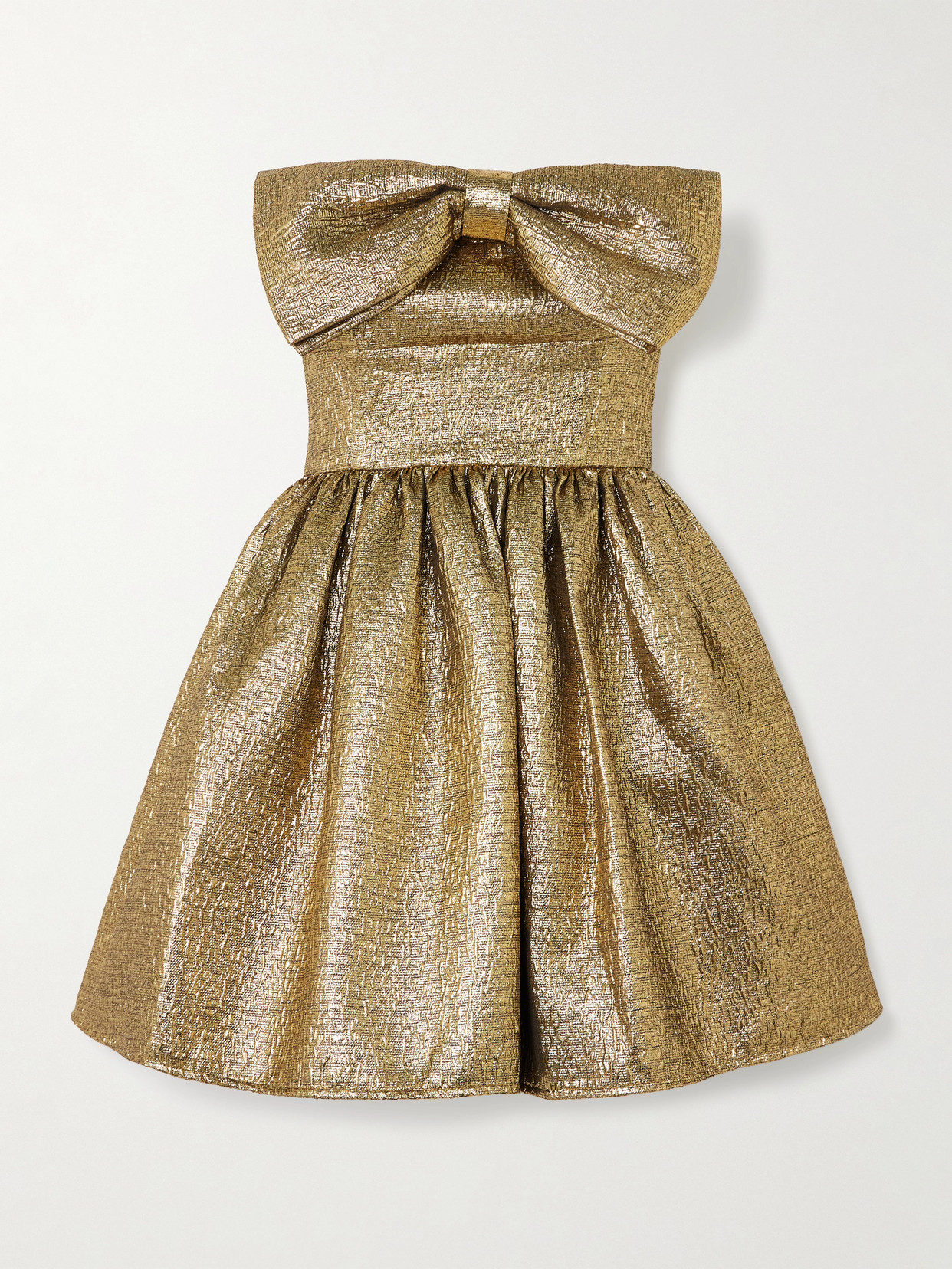 Self-portrait Metallic Fibre Fabric Mini Dress In Gold