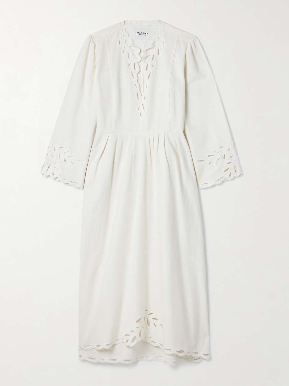 tianny pleated broderie anglaise cotton midi dress