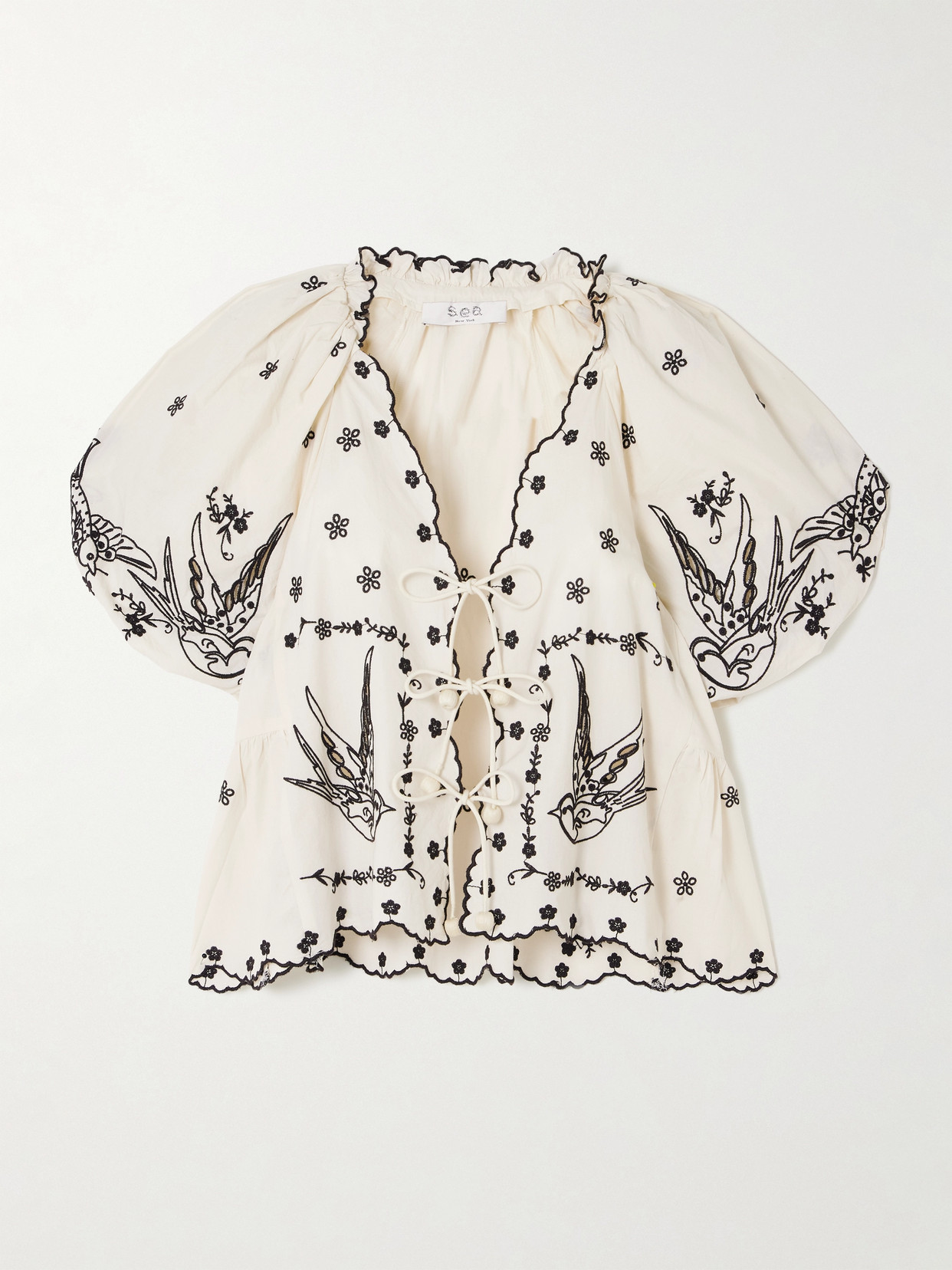 Sea - Kingsley Embroidered Cotton Blouse - Cream