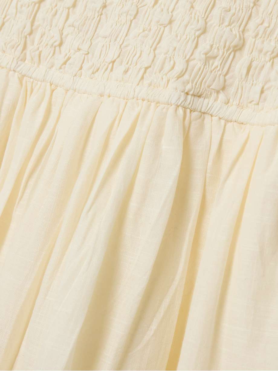 myra shirred cotton-voile midi dress