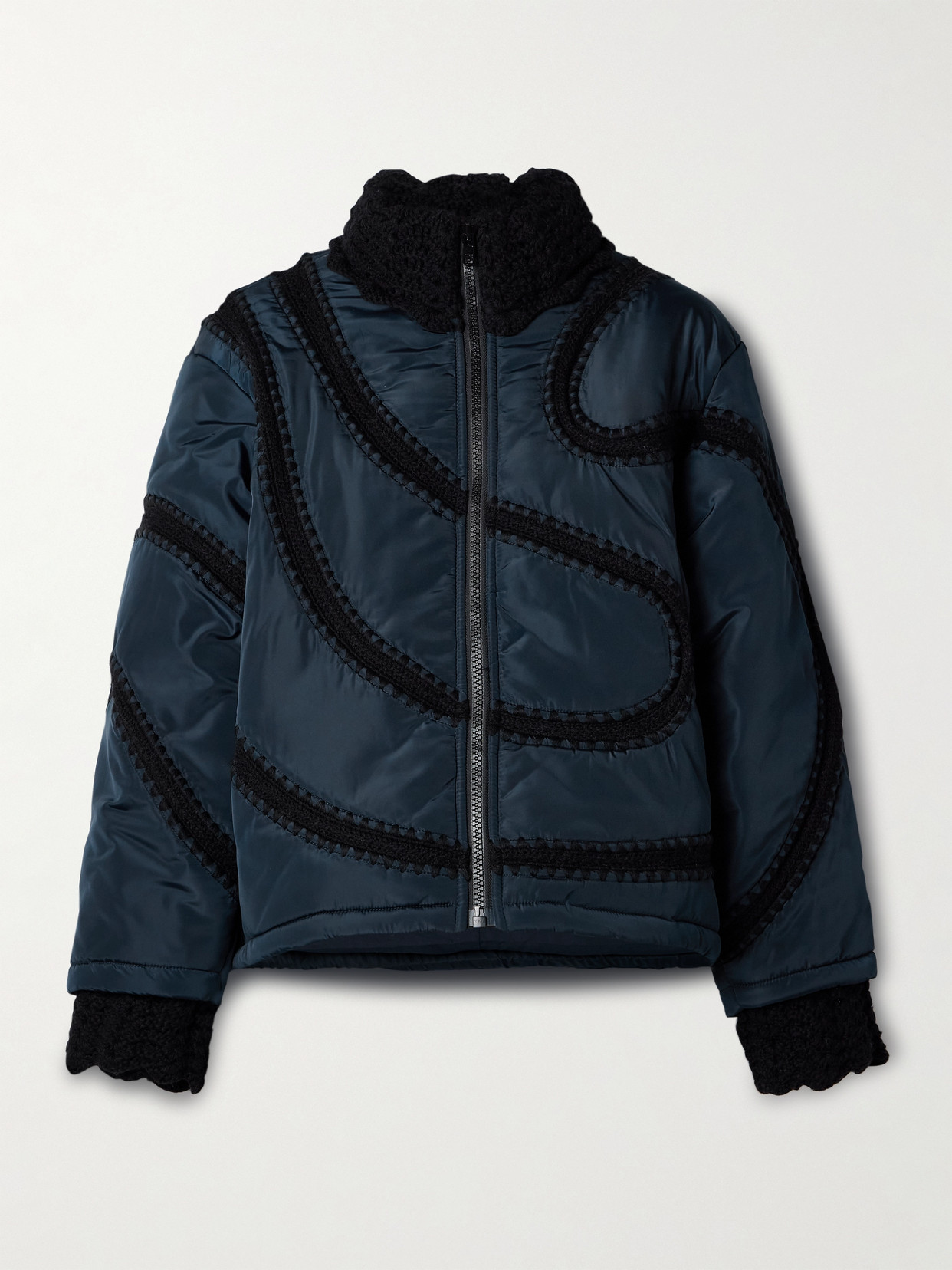 Sea Averie Crochet-trimmed Shell Bomber Jacket In Blue