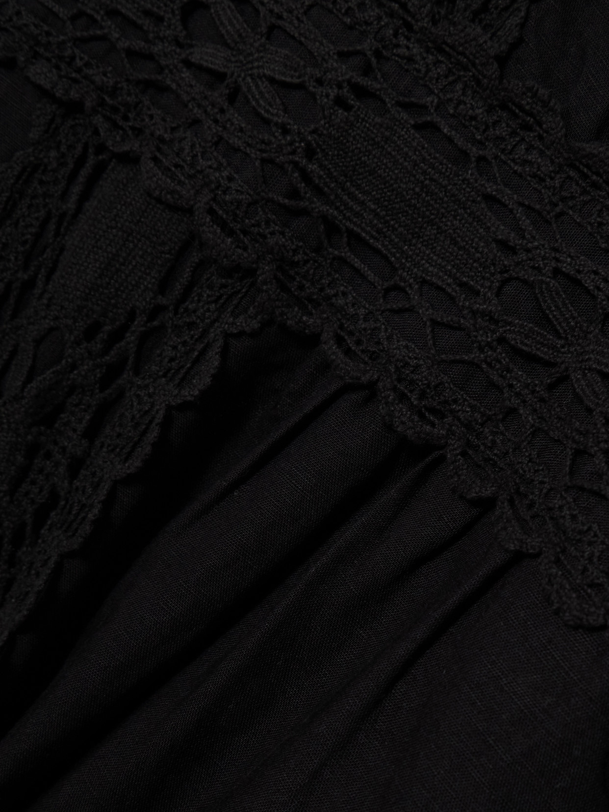 Isabel Marant Étoile Veona Lace-trimmed Linen And Cotton-blend Midi Dress In Black