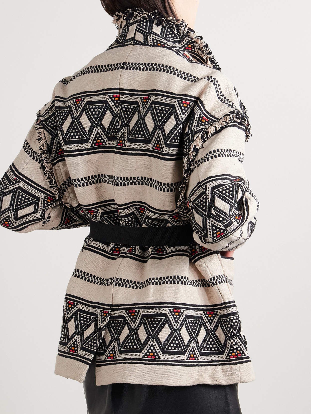 Isabel Marant Étoile Josialo Belted Frayed Cotton-blend Jacquard Jacket In Neutrals