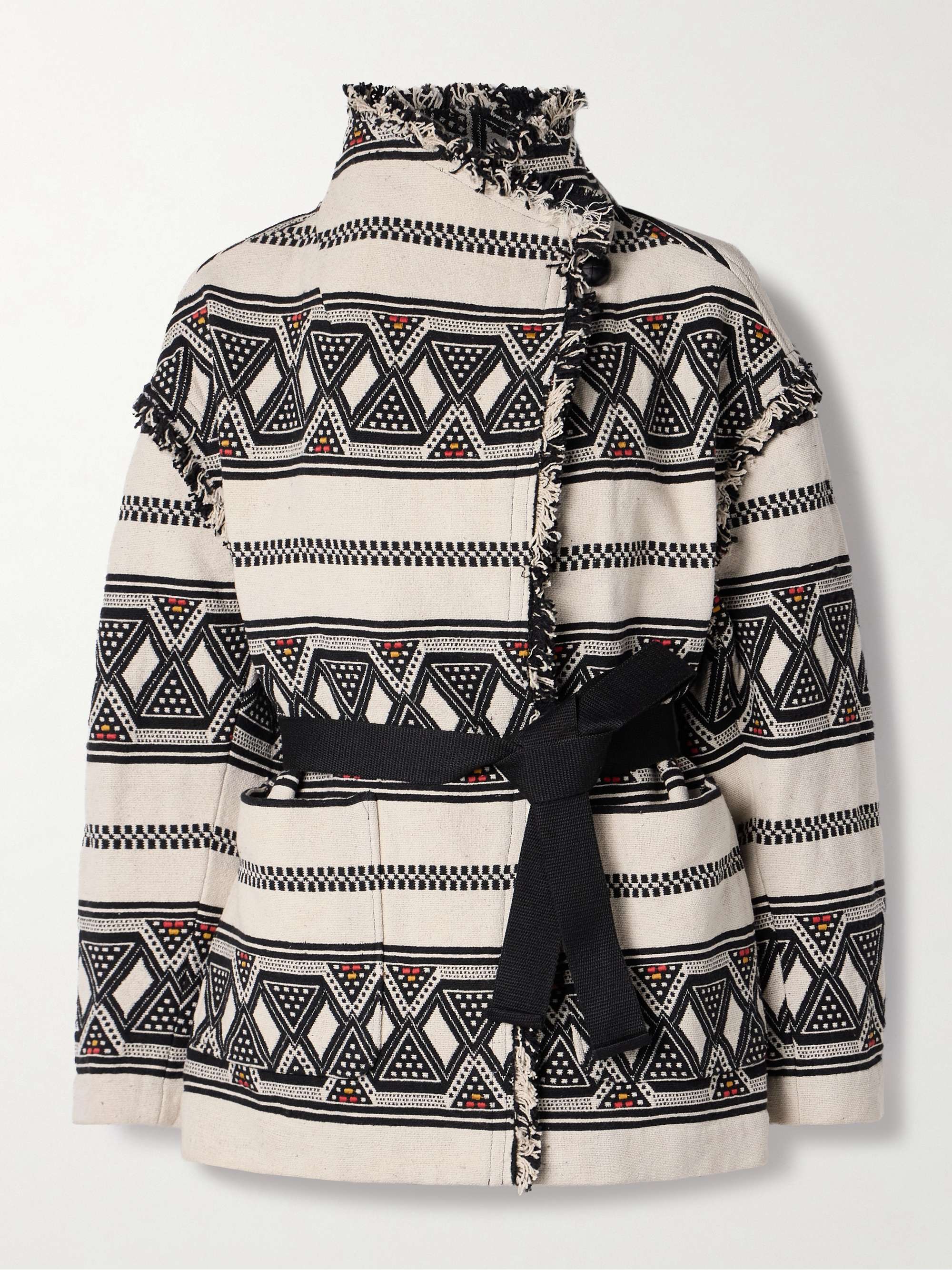 MARANT ÉTOILE Josialo belted frayed cotton-blend jacquard MARANT ÉTOILE Josialo belted frayed cotton-blend jacquard
