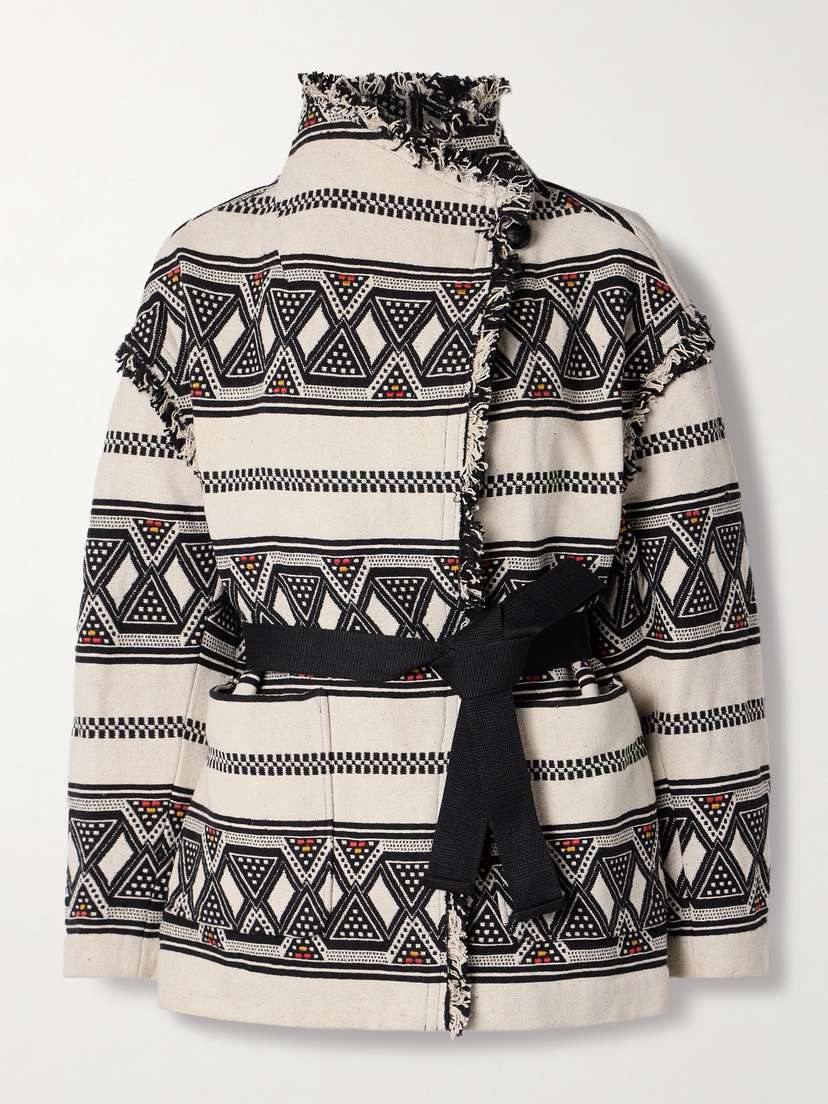 Marant Étoile Josialo Belted Frayed Cotton-blend Jacquard Jacket