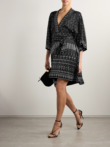 Isabel Marant Nawel embellished printed mesh mini dress