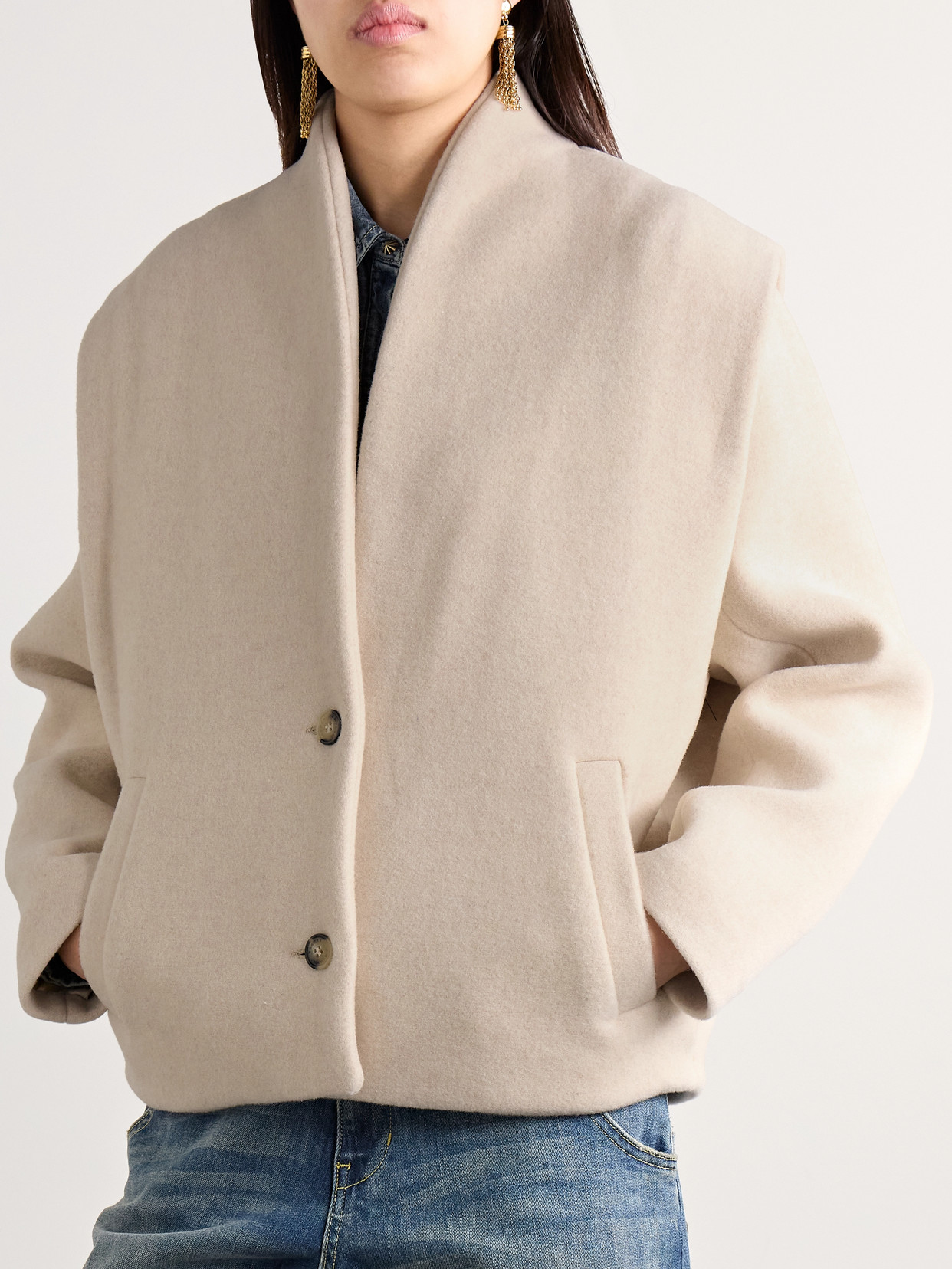 Isabel Marant Drogo Brushed Recycled Wool-blend Jacket In Ecru