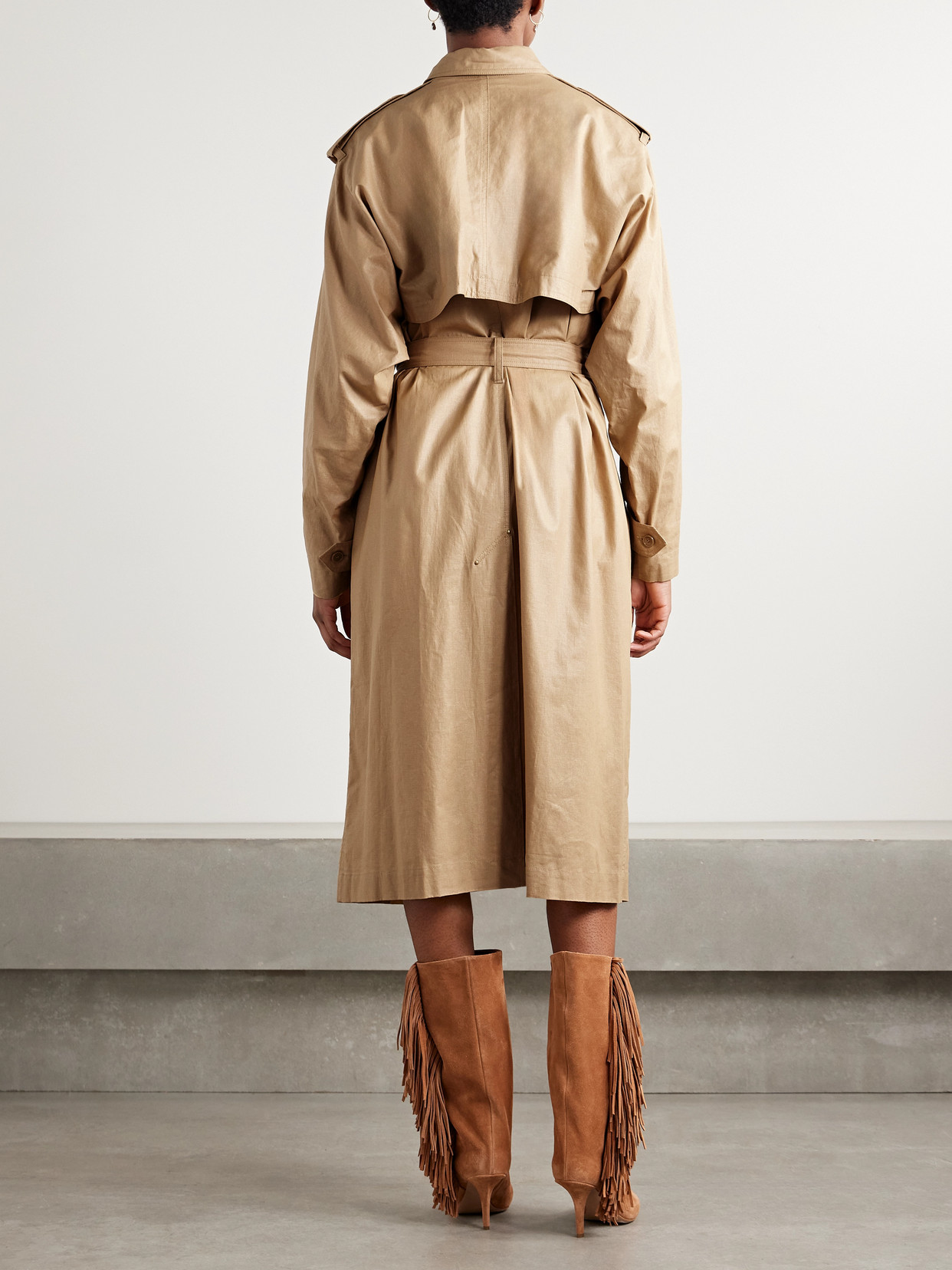 Isabel Marant Freanne Belted Double-breasted Linen-blend Trench Coat In Neutrals