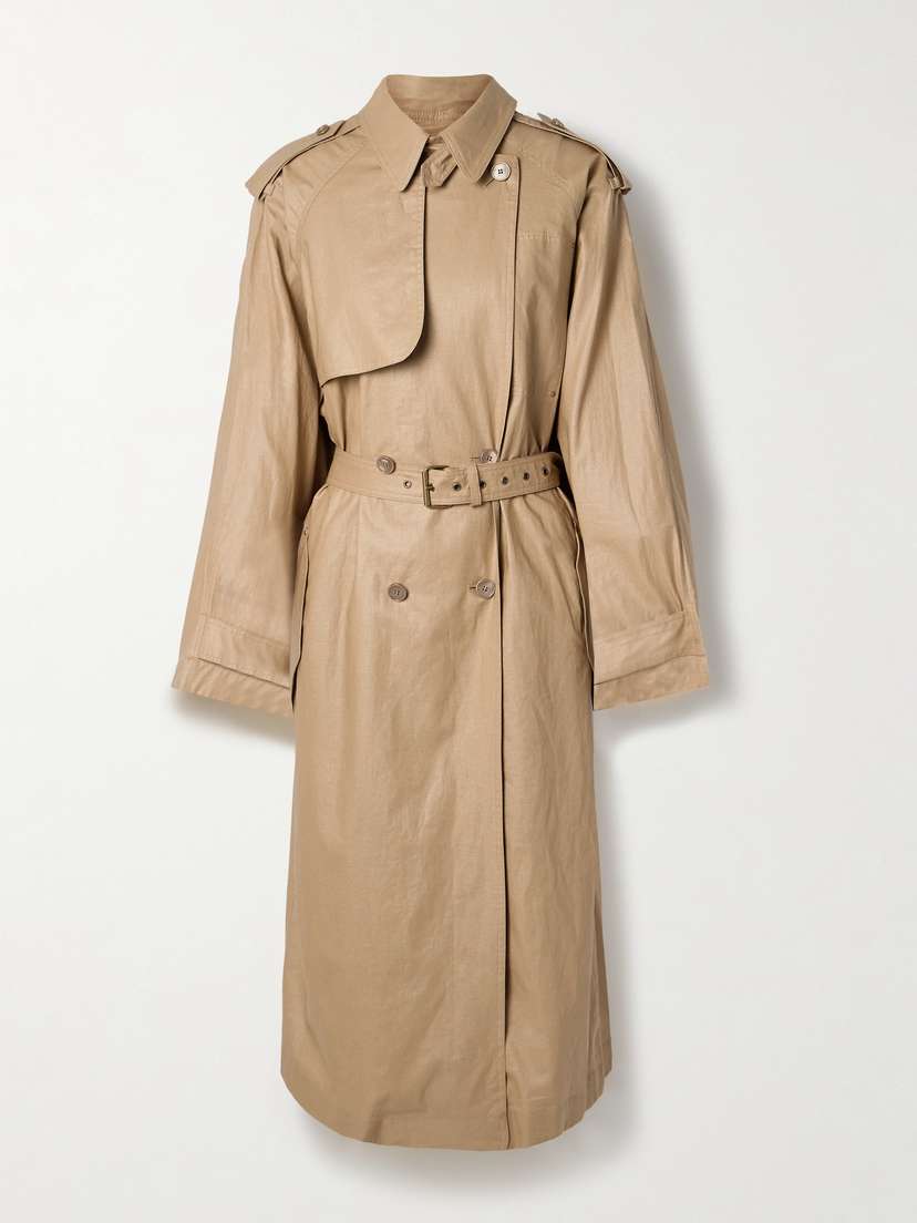 Isabel Marant Freanne Belted Double-breasted Linen-blend Trench Coat